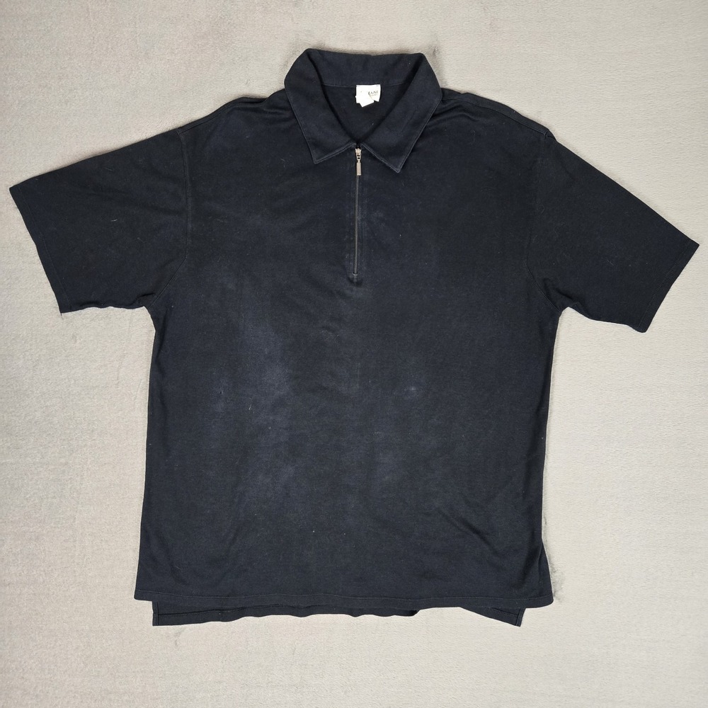 Armani Collezioni Polo Quarter Zip Shirt Mens XL Navy Cotton Vintage *READ